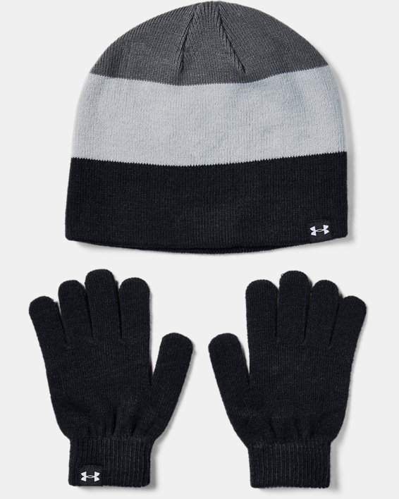 Boys' UA Beanie Glove Combo, Black, pdpMainDesktop image number 0